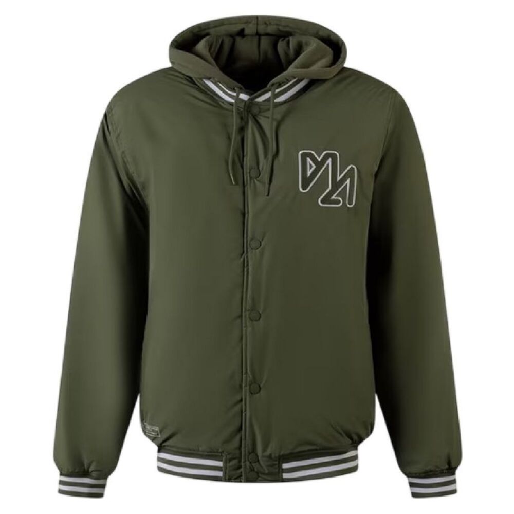 Minoti Mens Detachable Hood Baseball Bomber Jacket / Khaki